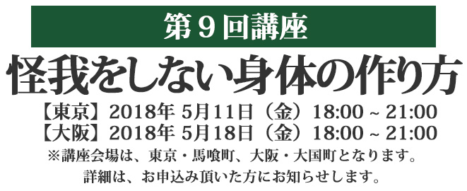 第９回講座 怪我をしない身体の使い方